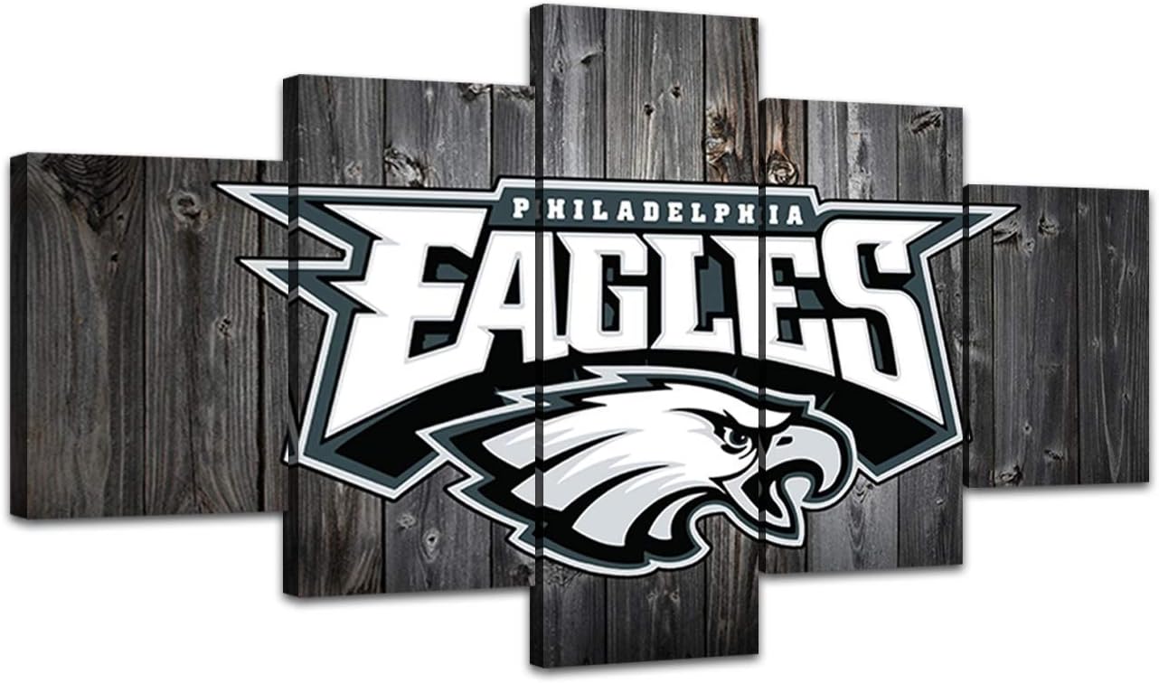 MIAUEN Eagles Canvas Prints Football Team Wall Decor Pictures Wall Art Sports Paintings for Man Cave Sport Poster with Frame Ready to Hang(60''Wx32''H)