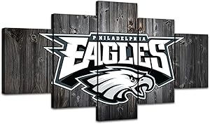 MIAUEN Eagles Canvas Prints Football Team Wall Decor Pictures Wall Art Sports Paintings for Man Cave Sport Poster with Frame Ready to Hang(60''Wx32''H)
