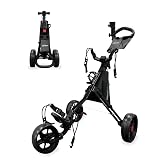 Caddytek CaddyLite 11.5 V3 Golf Push Cart - Lightweight Aluminum 3-Wheel Foldable Golf Bag Cart with Quad-Fold Frame, EVA Wheels, Adjustable Handle, Foot Brake, Mesh Net, Umbrella &amp; Drink Holder