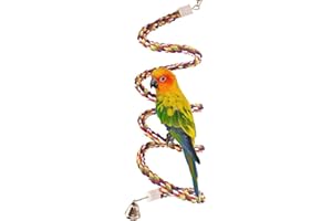 Pets vv Bird Rope Perch Parakeet Toys, Spiral Bird Toy for Cockatiels, 63" Bird Bungee Rope Perches Suitable Bird Cage Accessories
