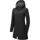 Outdoor Ventures Women's Softshell Jacket with Removable Hood Fleece Lined Windbreaker Insulated Long Warm Rain Jacket