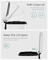 SONGMICS Kitchen Bin 50 L Pedal Soft Close Steel Inner Bucket White LTB101W01 view 3