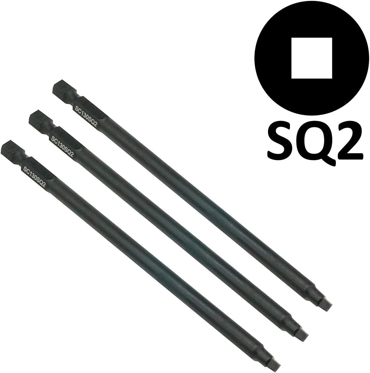3 x SabreCut SC130SQ2_3 130mm SQ2 Compatible with SENCO DuraSpin DS200 DS202 DS202-14v DS205 EA0123 and TYREX D404-14V Autofeed Collated Drywall Screwdriver Gun Bit Single Ended Square No.2 Heavy Duty - Image 5