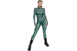 YESBOR Women's Skeleton Halloween Costume Cosplay Bodysuit 3D Sexy Catsuit Jumpsuit