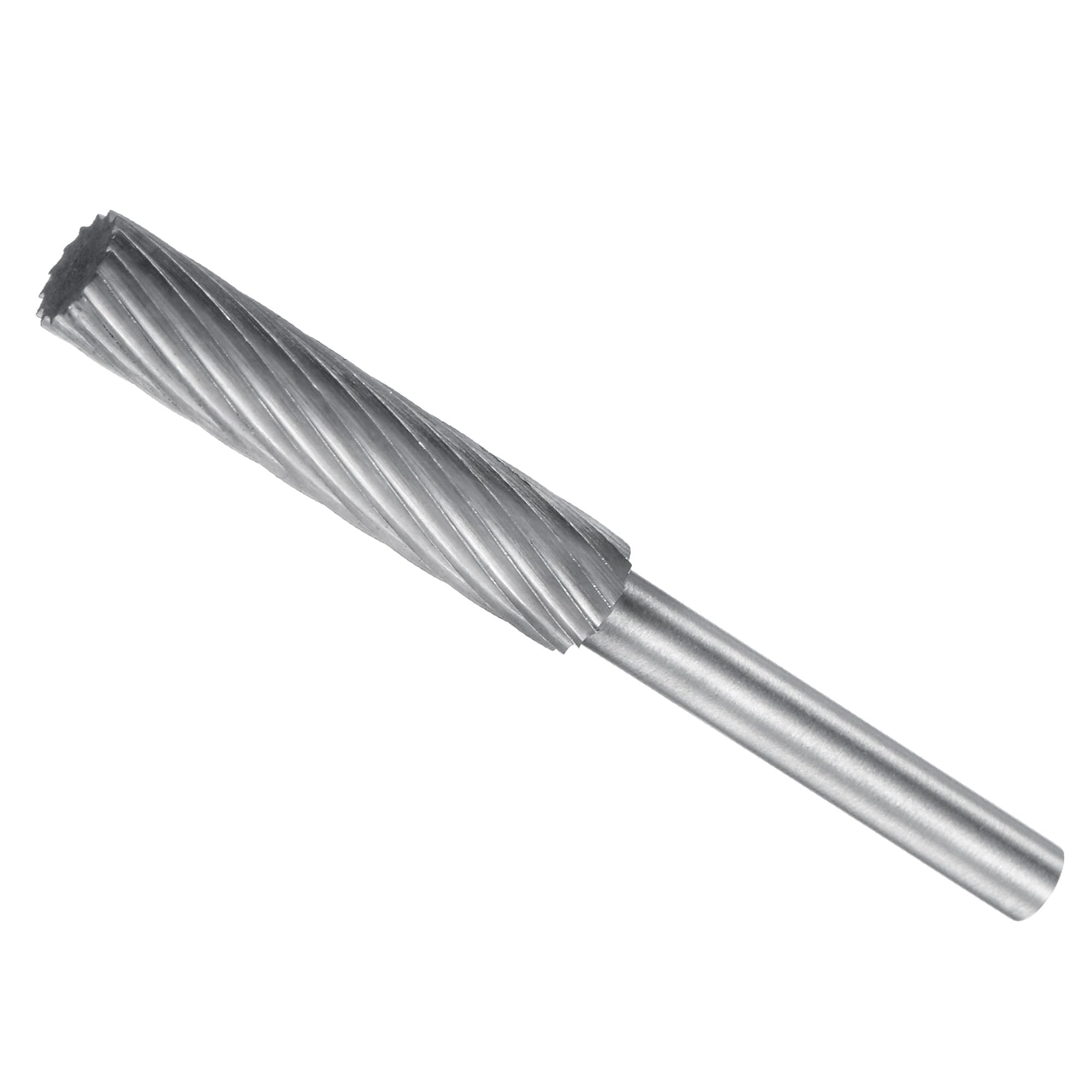 CoCud Tungsten Carbide Rotary Burrs File, 4mm Shank 6mm Dia, Single Cut Cone Cylinder Rotary Burrs Tool - (Applications: for Metal Carving)