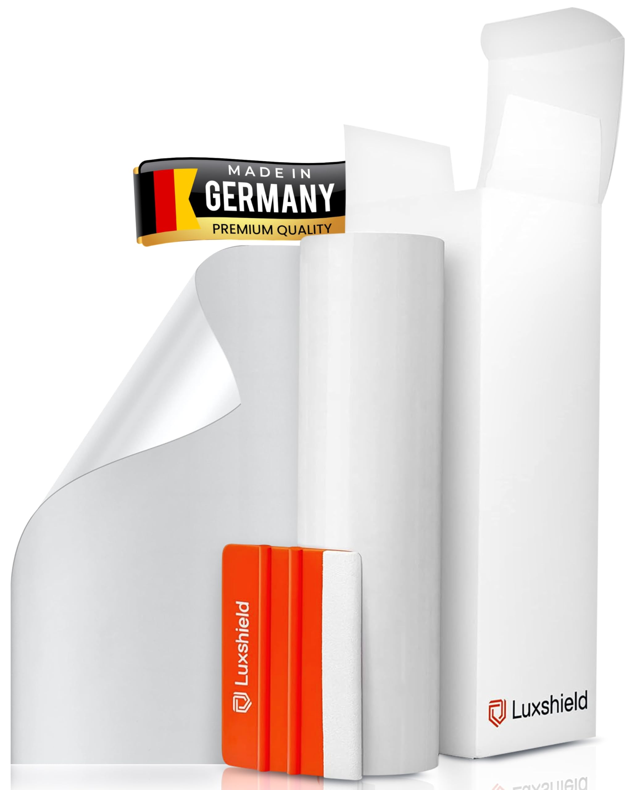 Luxshield Paint Protection Film Vinyl 12x300cm for Car, Motorcycle, Bike - Transparent, Self-adhesive, Yard ware made in DE