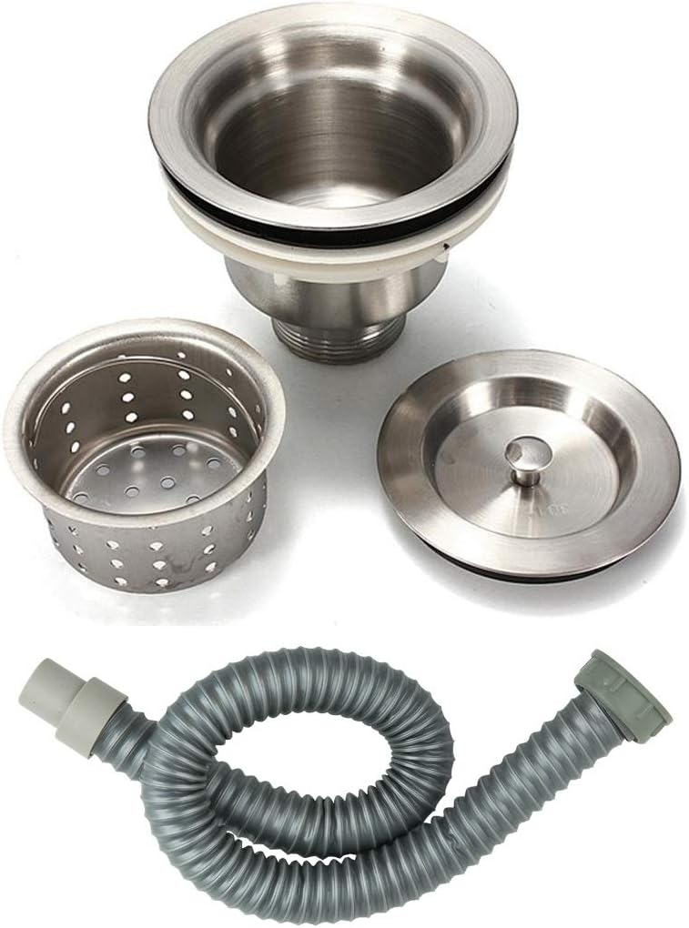 Sifone with S Trap Waste Outlet For Bowl Backwash Sink Hair Strainer Deep Waste with Basket (20 mm tread with PIPE and S-trap)