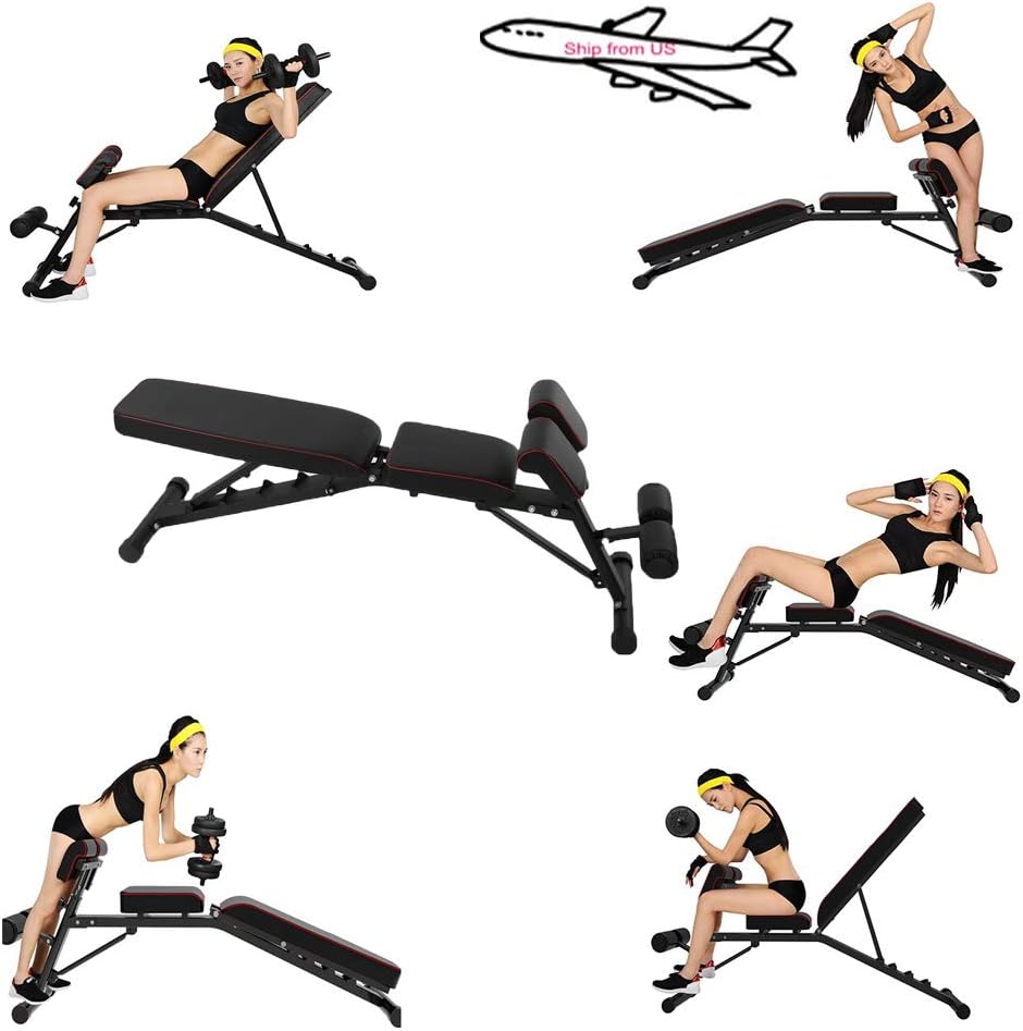 Adjustable Weight Bench Dumbbell Bench Foldable Incline/Decline Bench, Sit Up Chair Home Fitness Exercise Equipment Abdominal Waist Extension Stool for Starter Professional