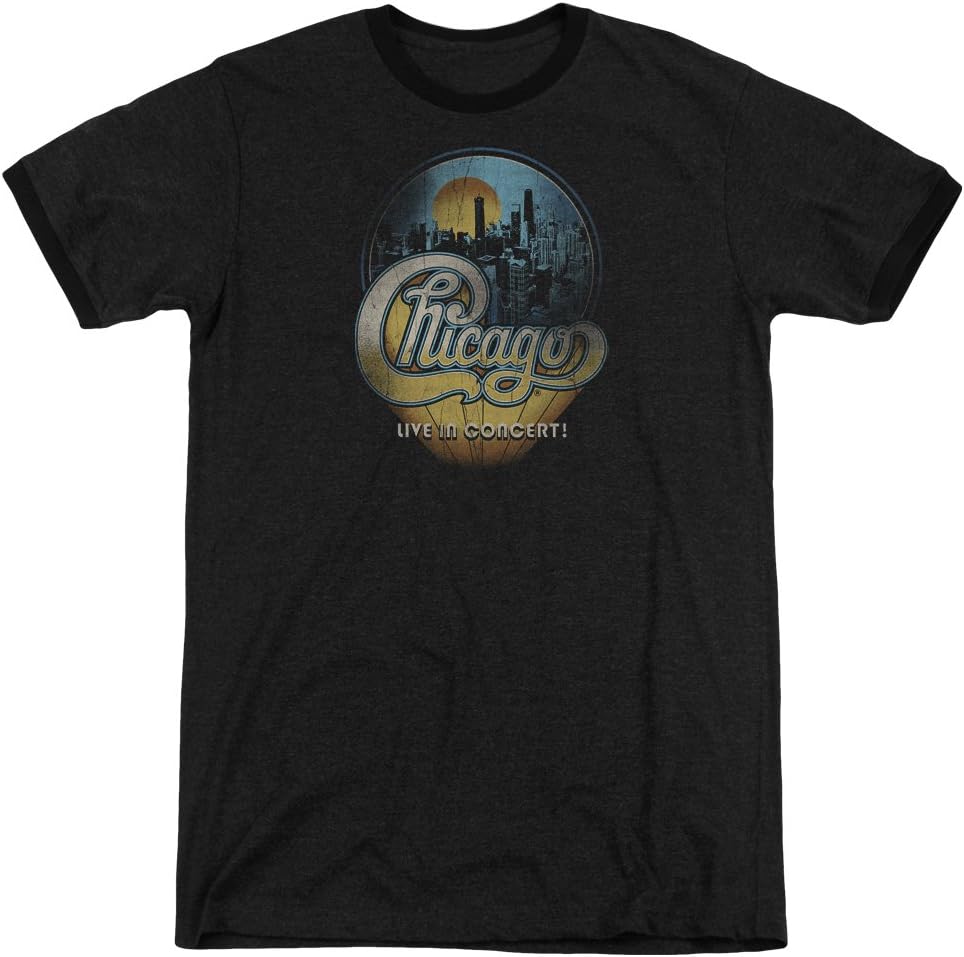 Chicago American Rock Band Live in Concert Logo Adult Ringer TShirt