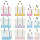 Eccliy Pastel Canvas Tote Bag Bulk 14.6" x 19" x 6" Shopping Bag with Pocket Handle Heavy Duty Reusable Canvas Cloth Bags