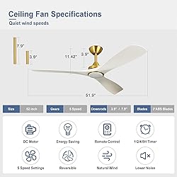 BvenuBigLite 52 Ceiling Fan with Light: White and