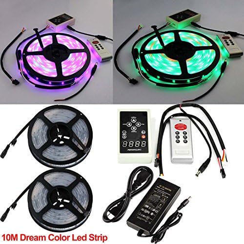 Firstsd 32.8ft 10M 5050 SMD Dream Color Led Strip Light 6803IC RGB Led Tape Waterproof Tube 300LEDs+RF Remote Controller+6A Adapter