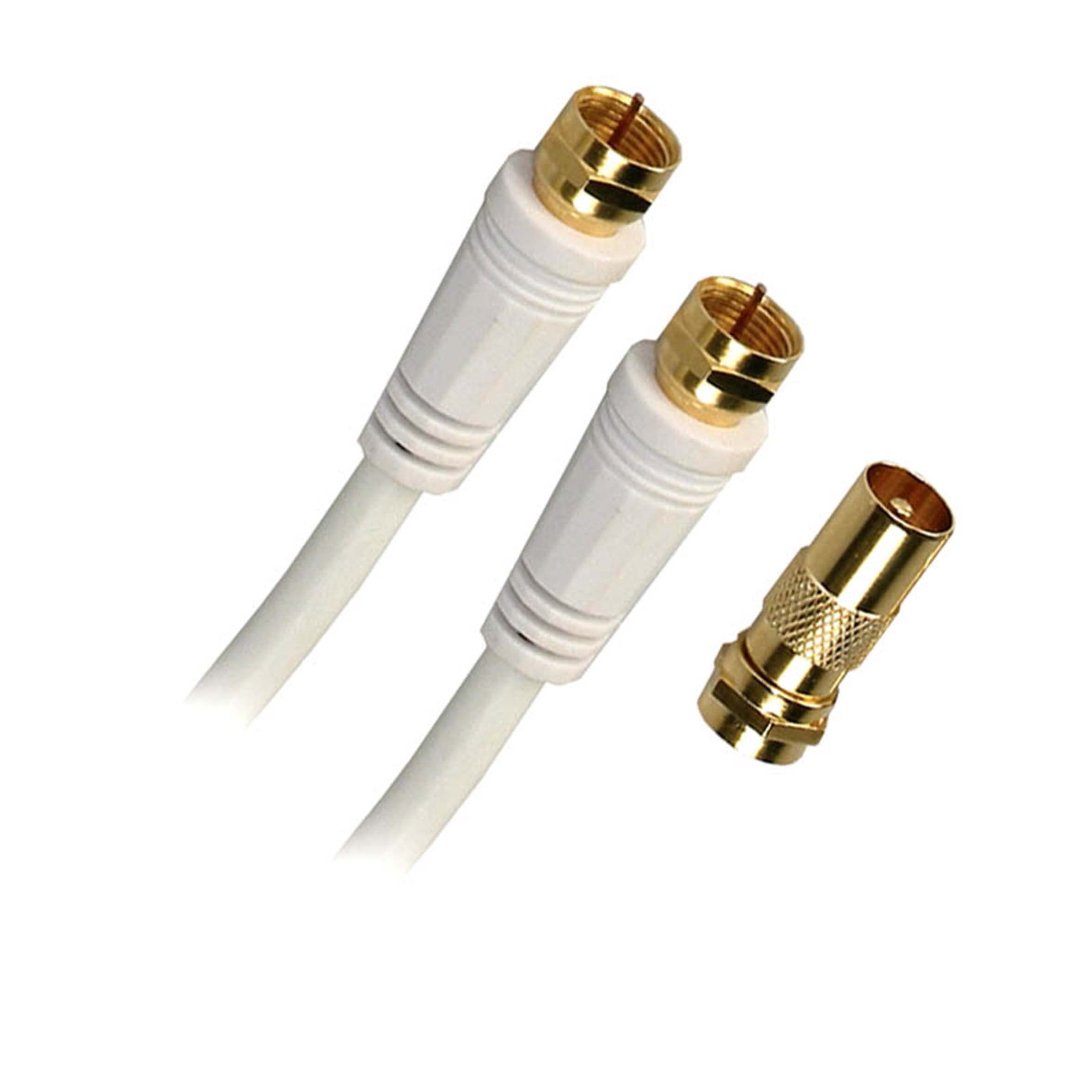 APM 409005 Satellite Cable F Male to Male + Plug Adaptor 2 m Black