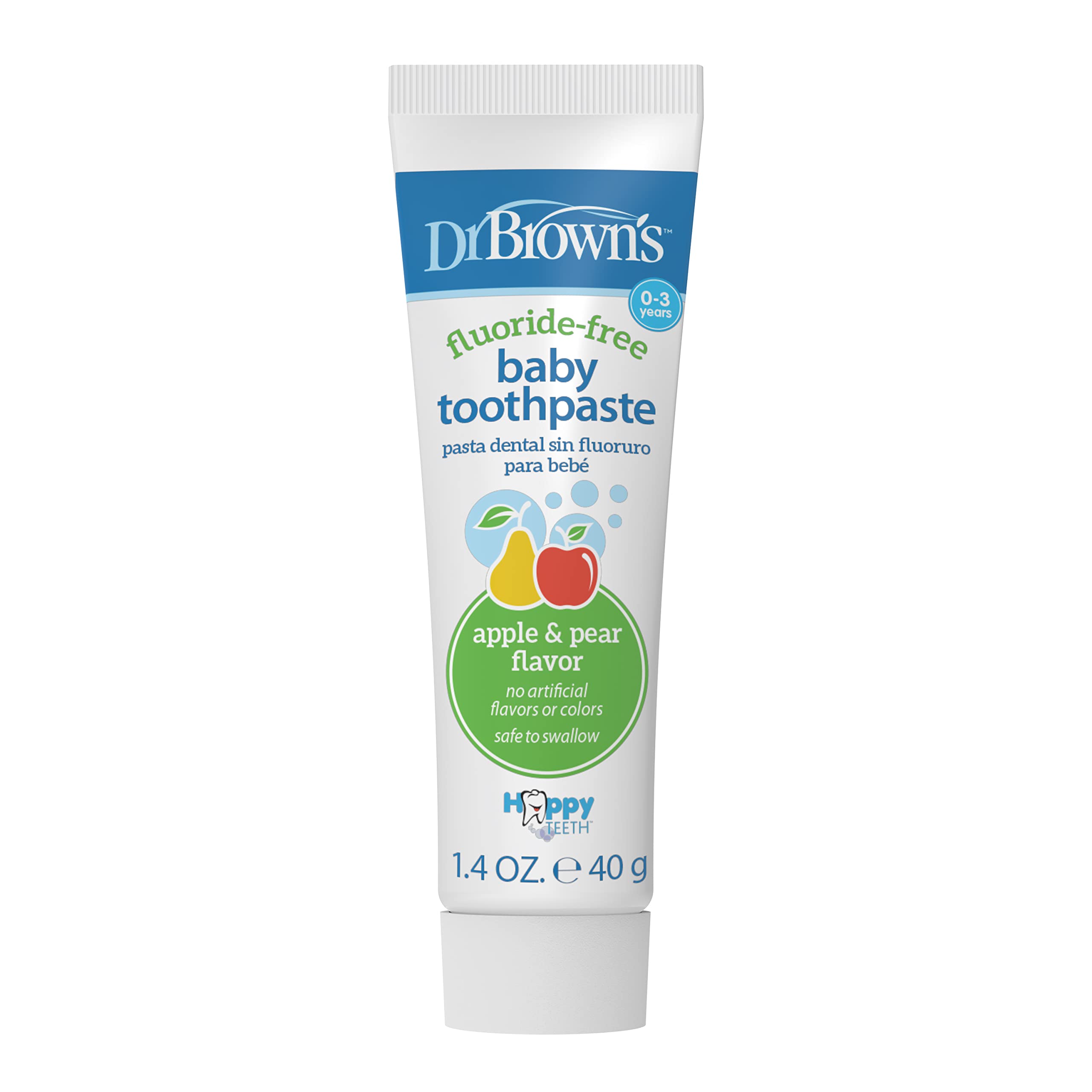 Photo 1 of Dr. Brown's Fluoride-Free Baby Toothpaste, Safe to Swallow, Apple Pear, 1-Pack, 1.4oz/40g, 0-3 years