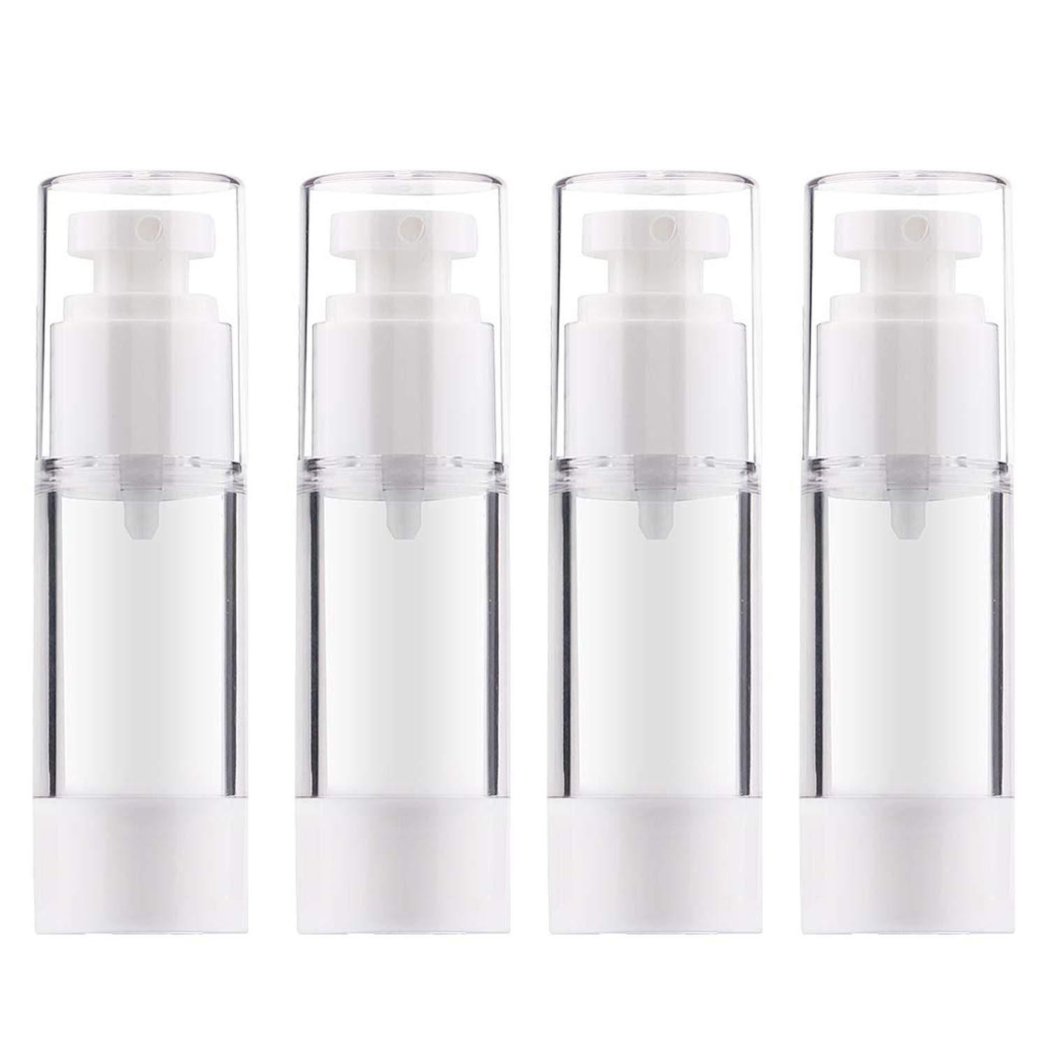 Yalbdopo 4Pcs Airless Pump Bottle | Refillable Empty Clear Travel Lotion Containers/Vacuum Press Pump Bottles for Foundation, Essence, Lotion (30Ml)
