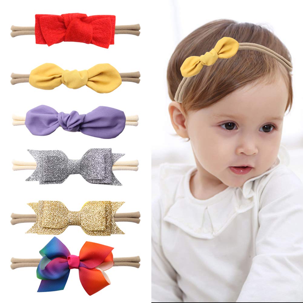 Baby Girl Stretchy Headband,10pcs Flower Baby Hair Band Rabbit Ears Baby Headband Bowknot Hair Accessories for Newborn Infant Toddlers Kids