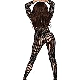 FEHEOO Sexy Hollow One Piece Bodysuit Women's Patent Lingerie Mardi Gras Valentine's Day Lingerie Costume Clubwear