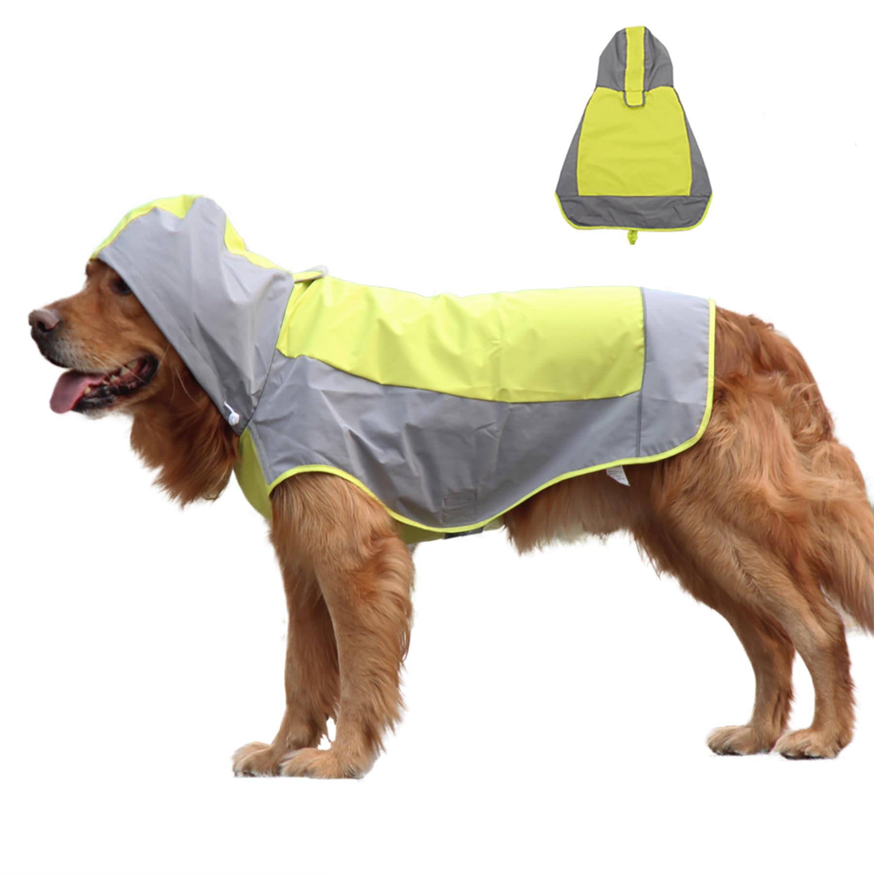ClawsPurrfect Dog Hood Waterproof Raincoat: Large Medium Refective Packable Poncho Green 10