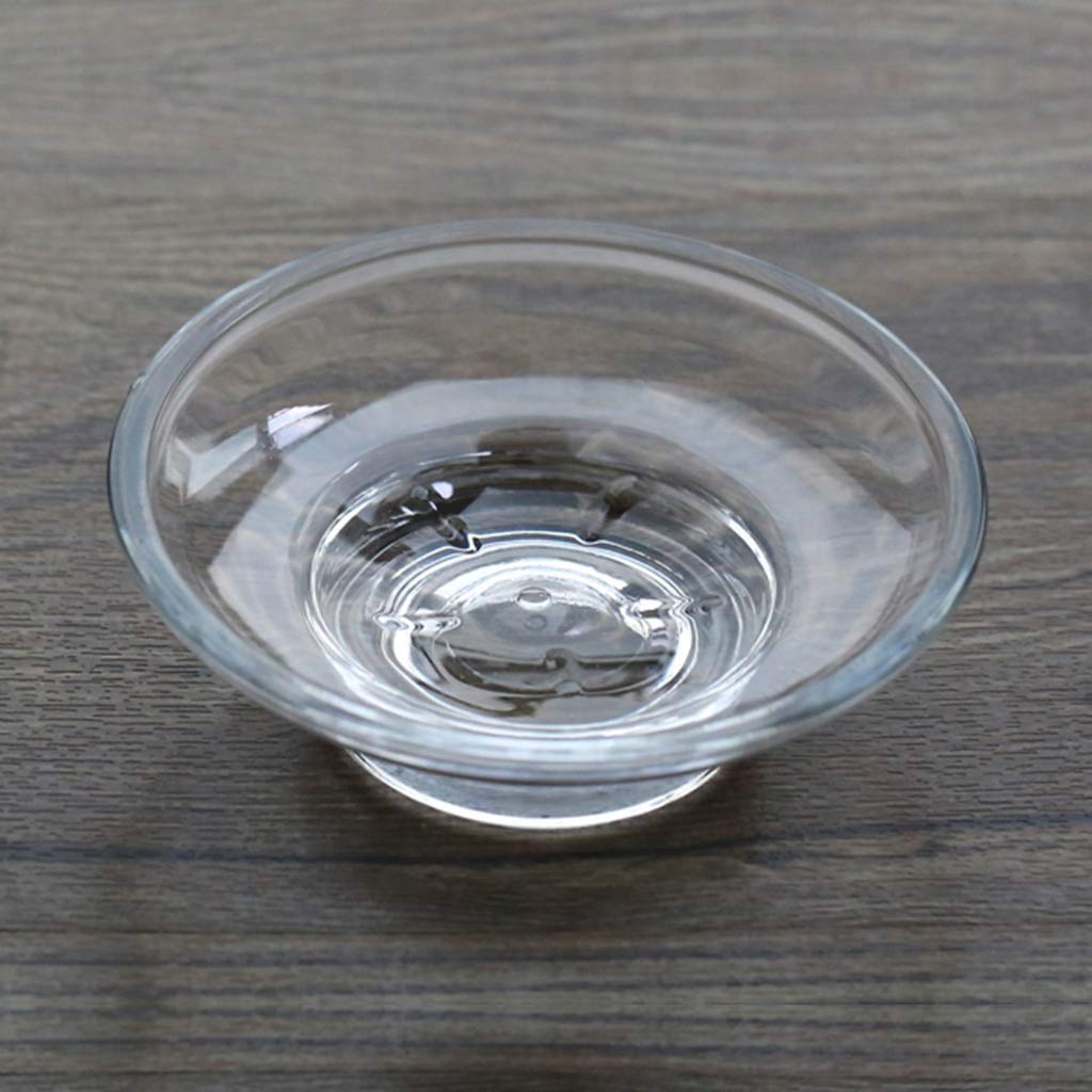 S-TROUBLE Glass Round Soap Dish, Clear Holder for Shower Bathroom Accessories, 1 Piece