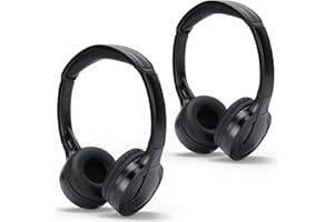2 Channel IR Wireless Headphones for Car DVD/TV - Kids & Adults Foldable Stereo Headset with Auto On/Off, Lightweight Wireles
