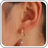 Erimberate Bohemian Crystal Heart Stud Earrings Gold Cz Heart Hoop Earrings Tiny Rhinestone Geometric Earring Minimalist Circle Hoop Earring Jewelry for Women