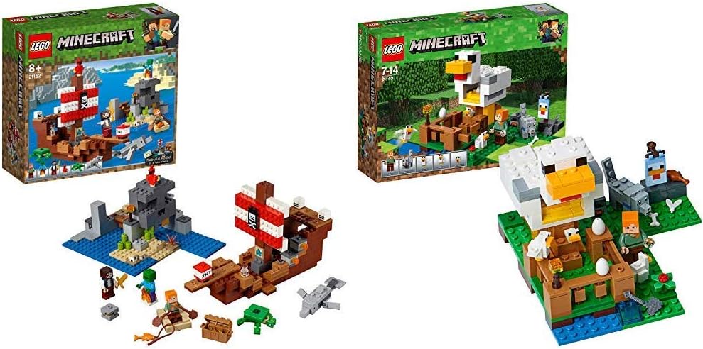 Amazon レゴ Lego マインクラフト 海賊船の冒険 ブロック おもちゃ 男の子 マインクラフト ニワトリ小屋 セット買い おもちゃ おもちゃ