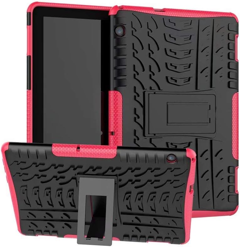 RUNEEE Hyun Pattern Double Layer Crossbreed Armor Kickstand 2 in 1 Shockproof Cover for Huawei MediaPad T5 10 10.1 inch 2018 Tablet (Color : Pink)
