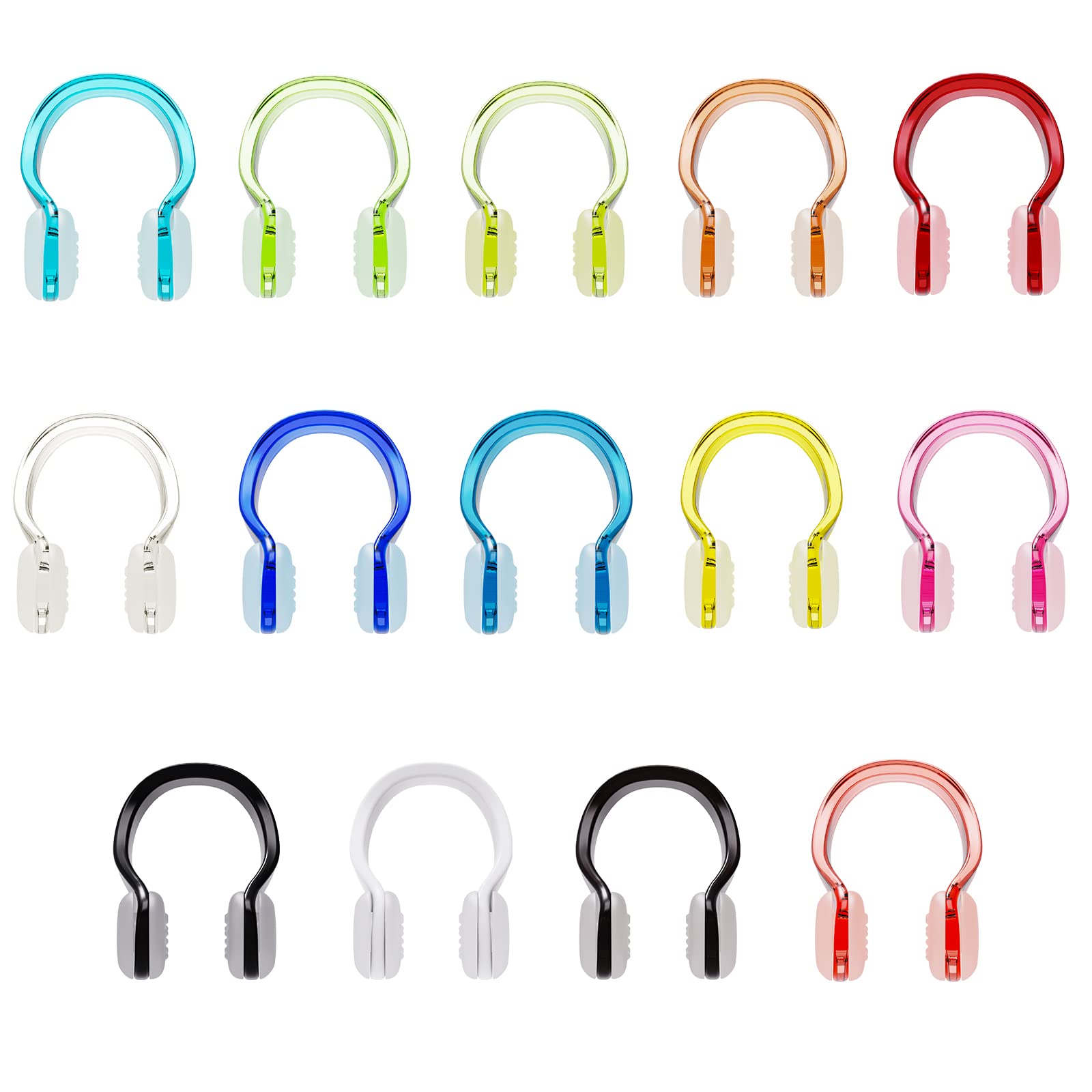 Hurdilen Swimming Nose Clip, 14 Packs Swim Nose Plugs with Waterproof Silica Gel for Kids (Age 7+) and Adults, Multi-Color (Transparent Type)