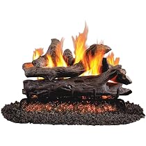 Amazon.com: Peterson Real Fyre 24-inch Charred Aged Split Oak Log Set With  Vent-free Natural Gas Ansi Certified G10 Burner - Electronic Non-standing  Pilot And Variable Flame Remote : Home u0026 Kitchen