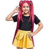 PATTNIUM Hot Pink Wig for Kids Long Straight Pink Wig Child Megata Wigs Girls Neon Pink Synthetic Wigs