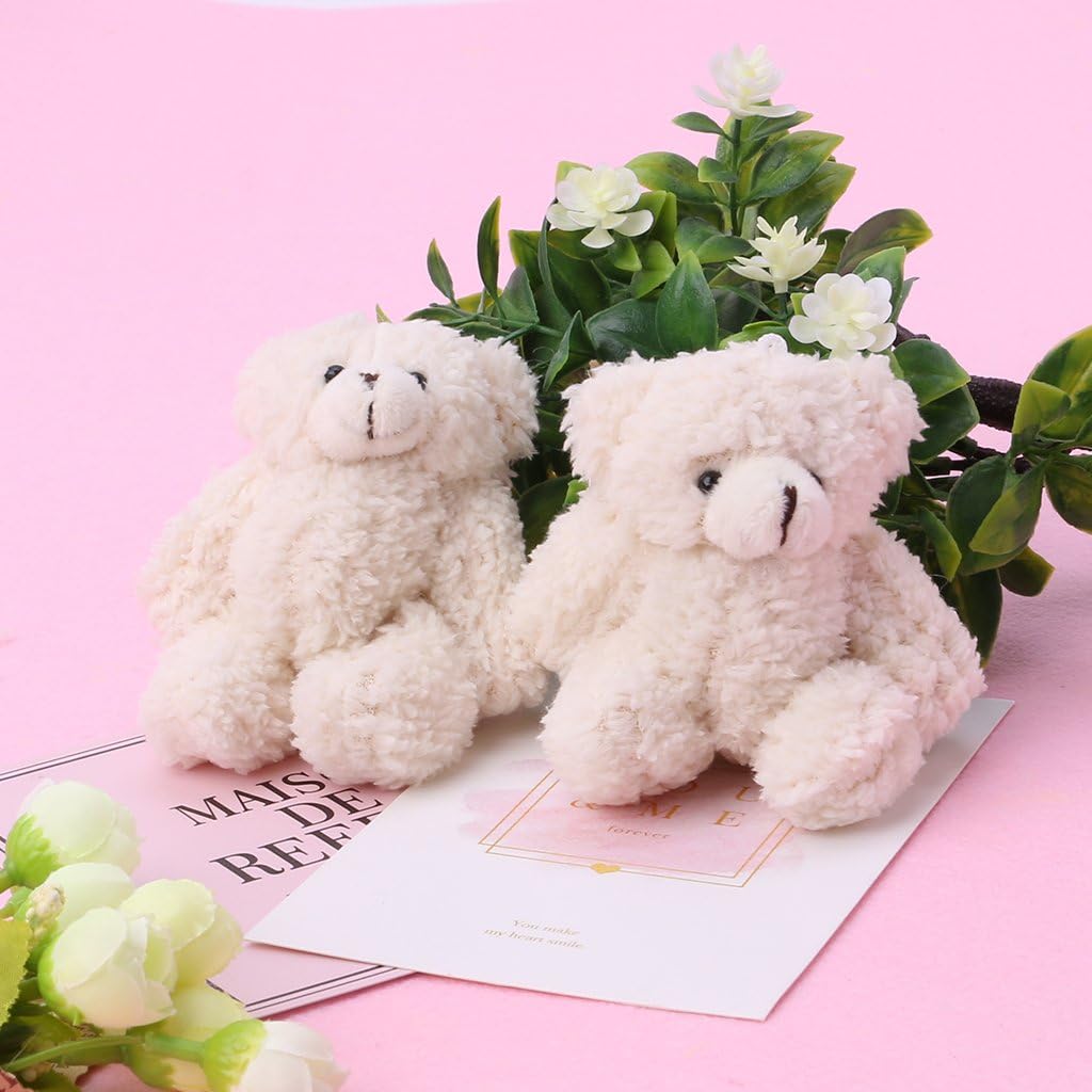 Lisanl Bear Plush Toys White Gummy Bears Animal Toy Keychain Mini Stuffed Toy