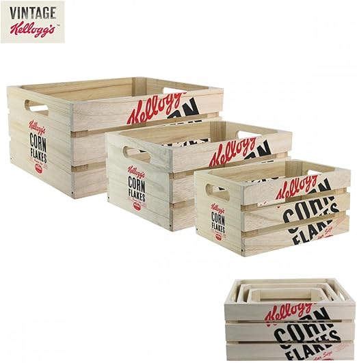 The Concept Factory Lot de 3 palé Cajas (Madera Kelloggs: Amazon.es: Hogar
