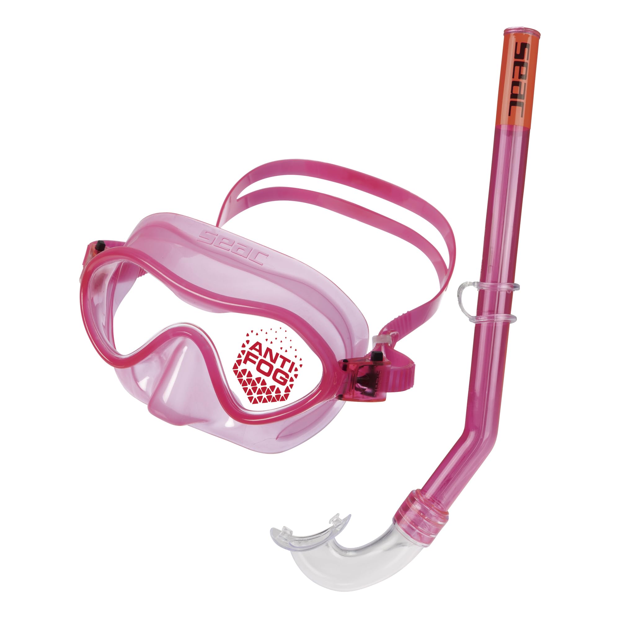 Seac Unisex-Youth Set Baia Package for Kids 4-8 Yrs, with Antifog Dive Mask and Snorkel, Pink, junior
