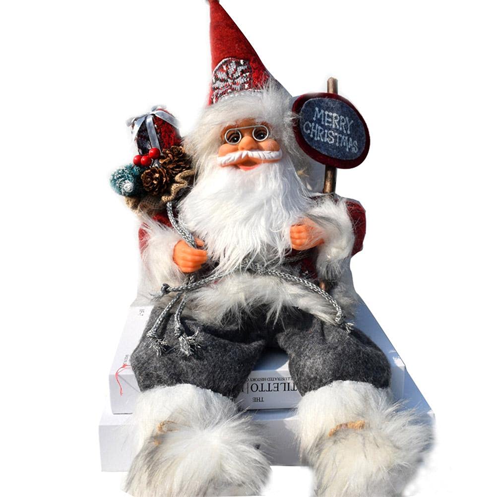 RPixc Santa Claus Sitting Christmas Display Case Decoration 57 cm Santa Claus Decorative Figurine for Indoor and Outdoor Use