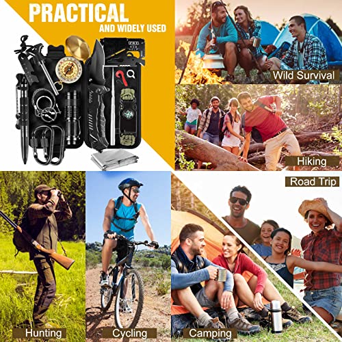 Gifts for Men Dad Husband Boyfriend Fathers Day, Survival Gear and Equipment 14 in 1 Camping Accessories Gear, EDC Survival Gear and Equipment for Hiking Fishing, Ideal Fathers Day Birthday Gifts