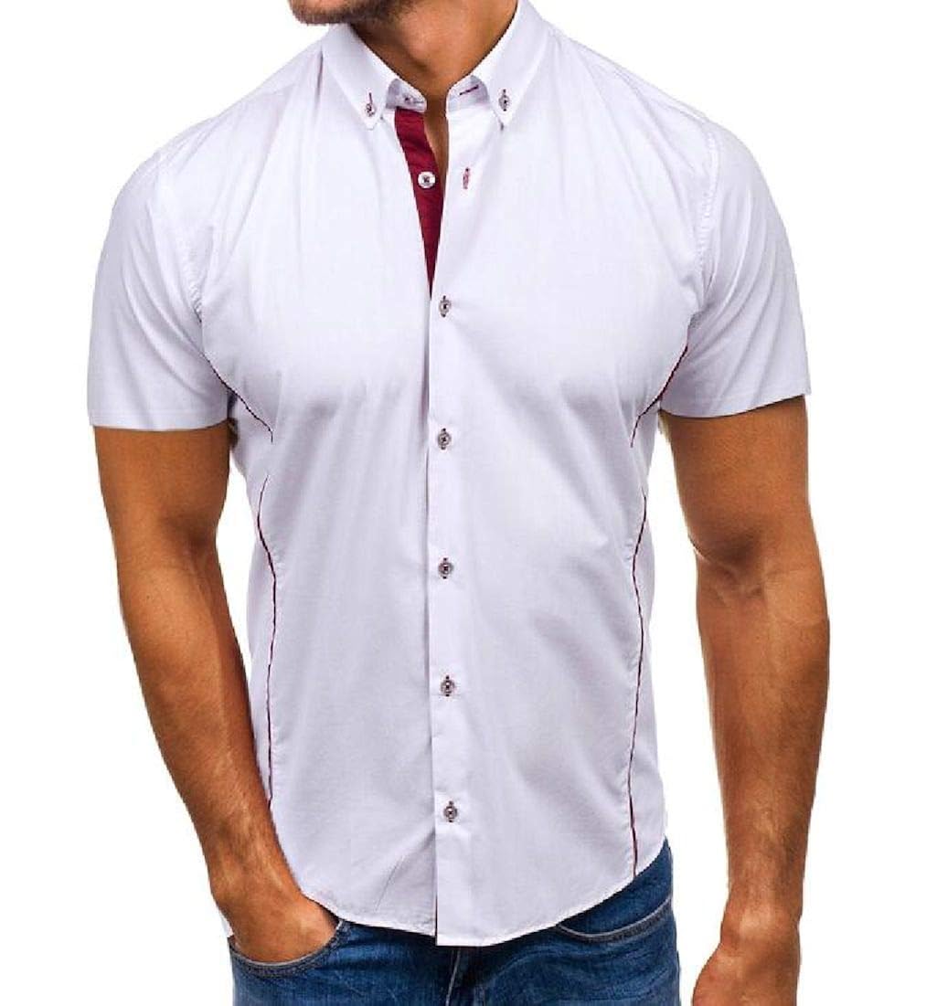 mens short sleeve fitted button down shirts
