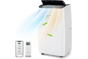 COSTWAY 12000BTU Portable Air Conditioner with Heat, Smart WiFi Enabled AC Unit, Fan & Dehumidifier, w/ 24H Timer, Sleep Mode, Remote Control & Installation Kit, Cool Rooms up to 450 Sq.Ft (12000BTU)