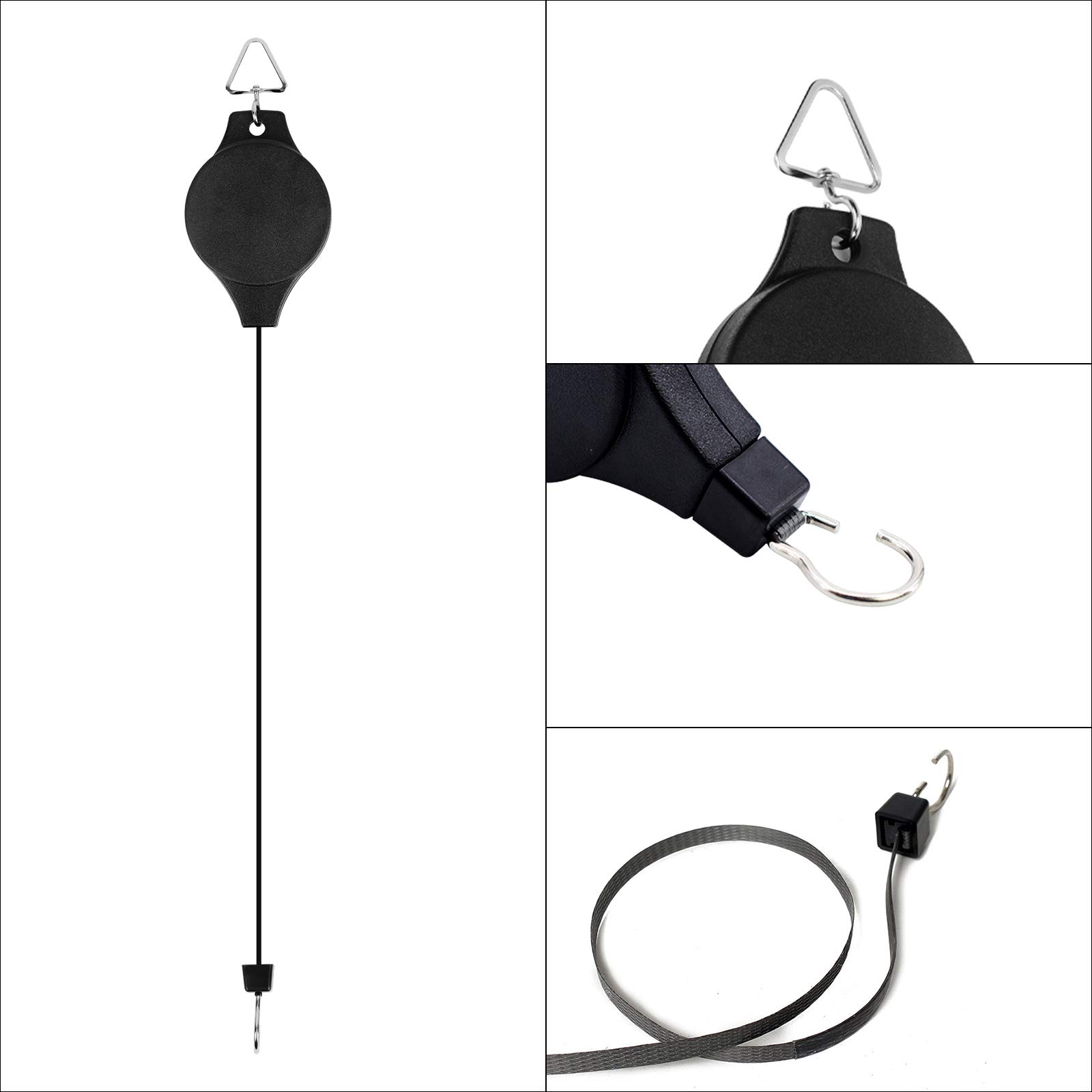 TAZEMAT 2pcs Plant Pulley Adjustable Basket Hook for Flowers and Birds Feeder Pots Garden Retractable Heavy Duty Hanger Indoor Household Flowerpot Hanging Pull Down Hook Outdoor Decorations