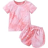 Aruzig Toddler Baby Girl Summer Outfits Short Sleeve T-Shirt and Shorts 2Pcs Clothes Set for Girls