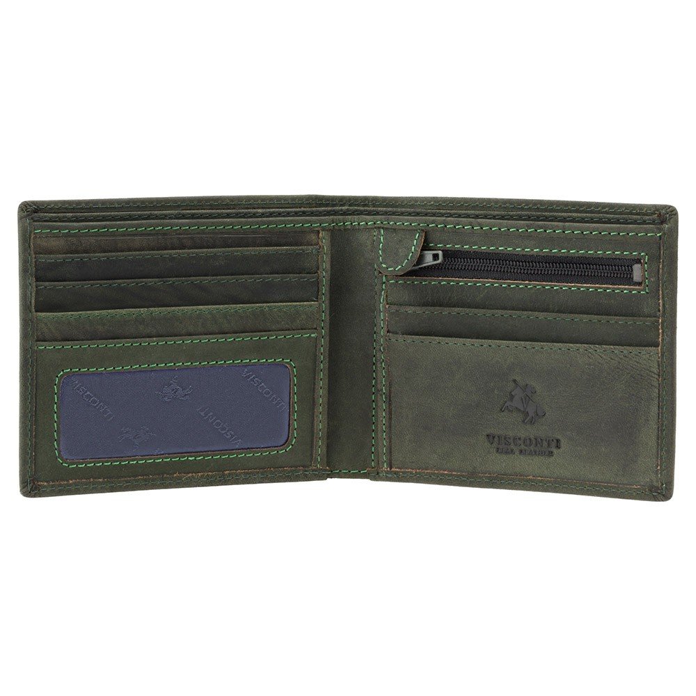 Visconti Hunter Leather Wallet Shield 707 RFID Protection (Oil Green)