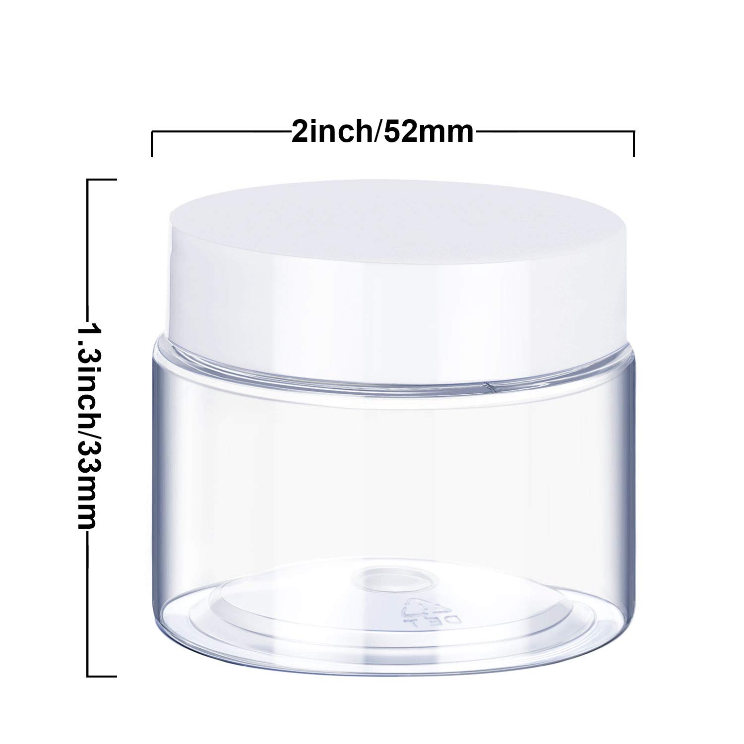 6 Pack 1 oz Plastic Pot Jars Round Clear Leak Proof Plastic Cosmetic Container Jars with White Lids for Travel Storage Make Up, Eye Shadow, Nails, Powder, Paint, Jewelry(1 oz) : Beauty