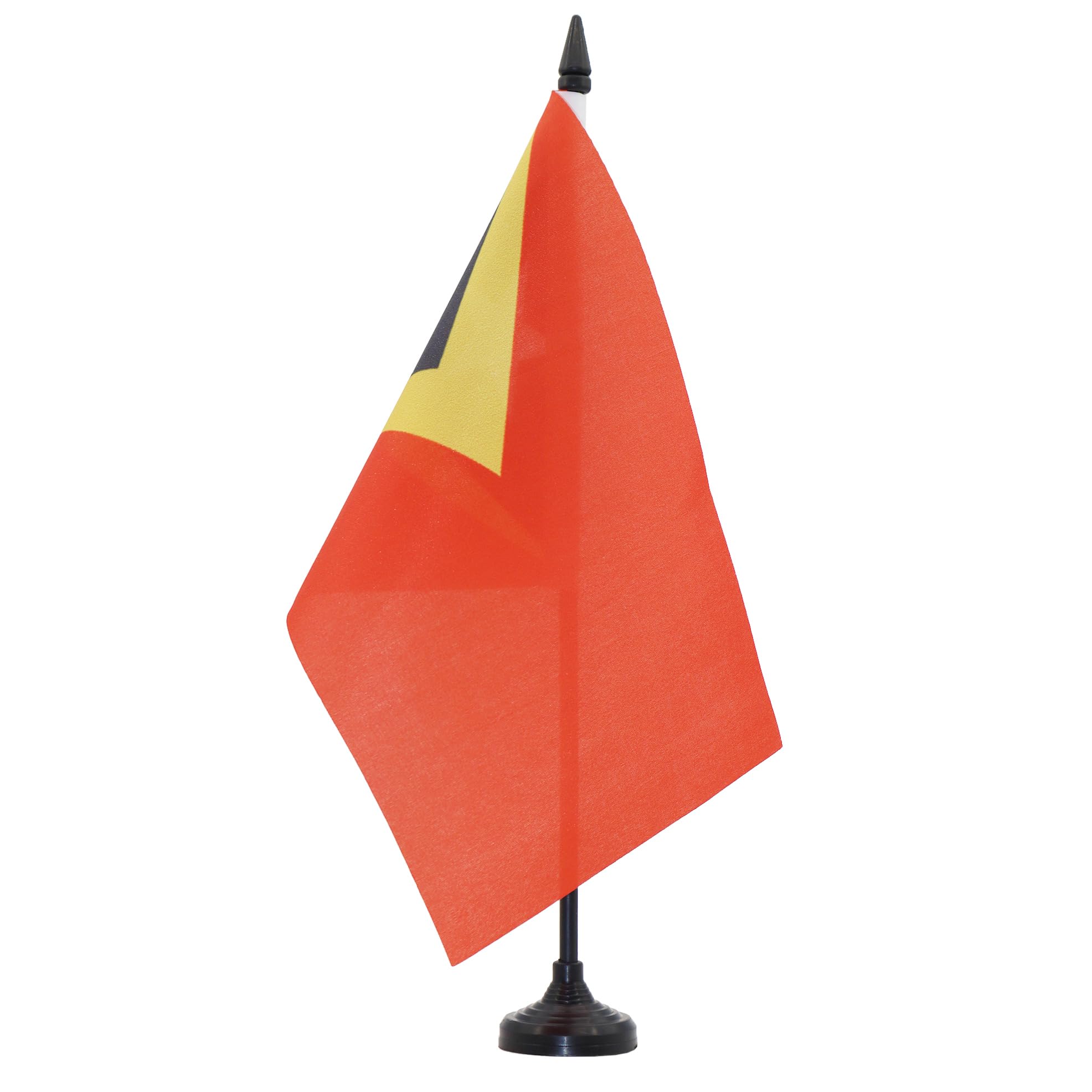 AZ FLAG East Timor Table Flag 5'' x 8'' - East Timorese Office Decoration 100% Polyester 21 x 14 cm - Mini Desk Flag with Pole and Black Plastic Base — image 1