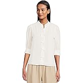 CeCe Womens Elbow Sleeve Bow Placket Blouse