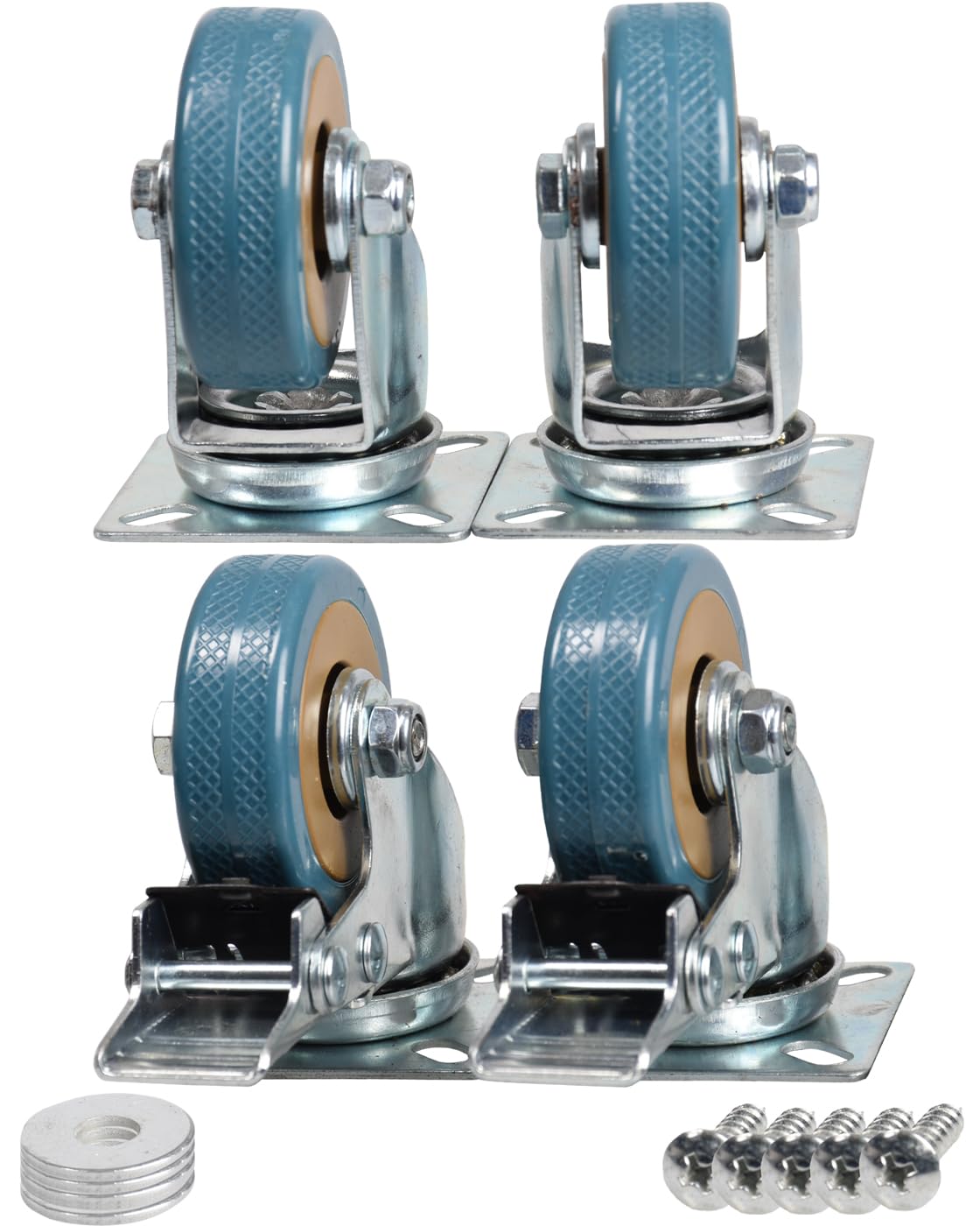 True Face Castor Wheels 4 Pack Swivel Castor Heavy Duty Braked 50mm Swivel Trolley Furniture Caster with Brakes