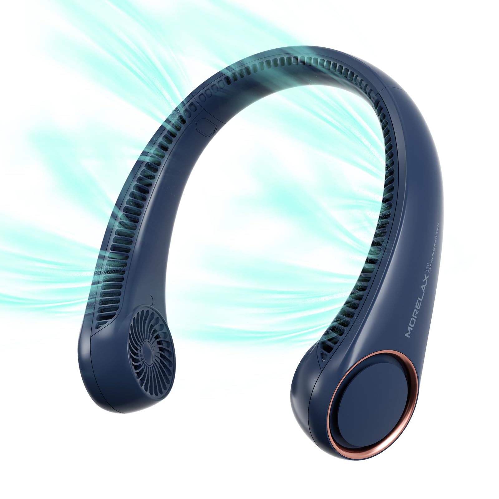 Morelax Neck Fan, Portable Neck Fan,Hands Free Bladeless Mini Fan with 360°Cooling Airflow, 3 Speeds Adjustable,Ultra Quiet Wearable, Suitable for Indoor Outdoor Travel Sports (Blue)