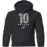 Defmax Mbappe-Inspired 10 Collage Graphic - Madrid Tribute Youth Hooded Sweatshirt