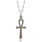 EnCharmed Sterling Silver Egyptian Ankh Breath or Key of Life Cross Charm Necklace, 18"