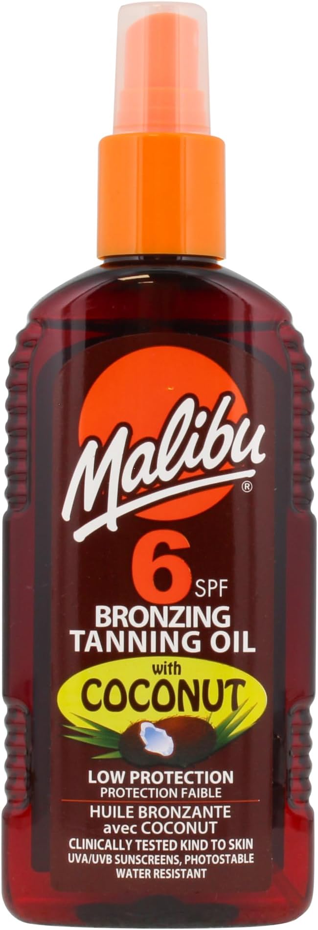 Malibu Sun SPF 6 Bronzing Tanning Oil with Coconut Oil 200ml Water Resistant