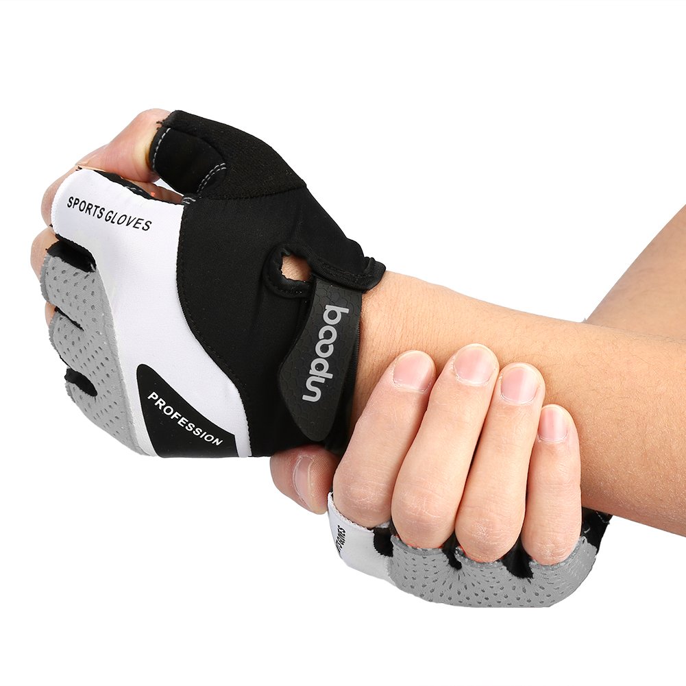 Vbiger Cycling Gloves, Men\'s Half Finger Biking Gloves MTB Gloves with Anti-Shock Gel Pad (B-Grey, M)