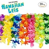 Flag & Eagle Hawaiian Leis Luau Party Supplies: Premium Quality Soft Feel Fabric - Juicy Color Flower Lei Design - Set Of 30 Tropical Necklaces - The Original Quality Leis